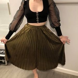 Scissor Pleat Gold Skirt